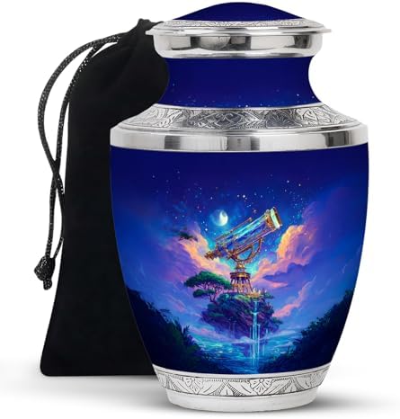 Telescope Urn for Ashes - 10 Inch Blue Cremation Urn