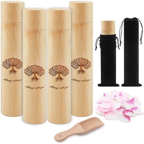 Set of 4 Biodegradable Bamboo Scattering Urns for Human Ashes - Tree of Life