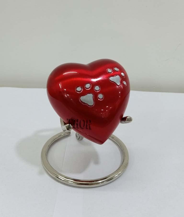 Red Footprint Small Pet Urns for Human Ashes - Mini Urns Heart Keepsake Cremation Urn - Love Charms Option