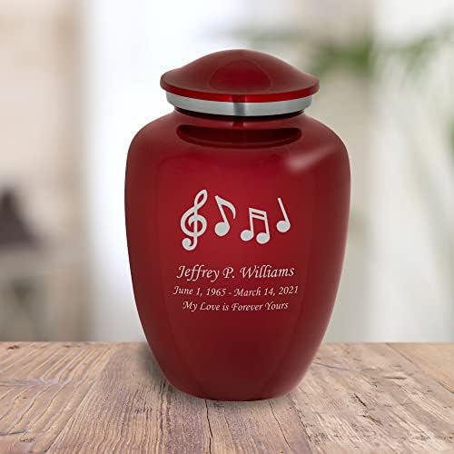 Homage Large Custom Engraved Music Themed Cremation Urn - Crimson