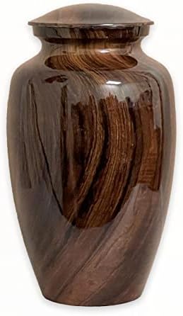 Brazilian Rosewood Cremation Urn for Human Ashes - Aluminum Urn with Polished Finish