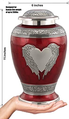 Dignity Angel Wings Urn for Ashes - Large Red Velvet Bag Included