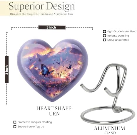 Twilight Butterflies Small Heart Urn for Human Ashes