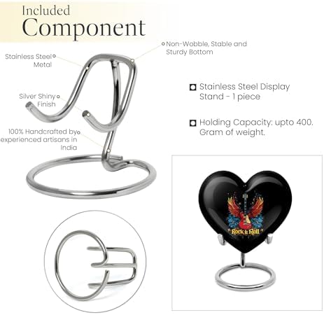Guitar Mini Urn for Human Ashes - Black with Wings