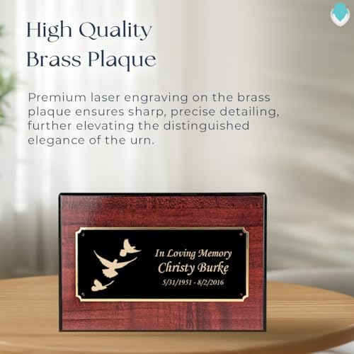 GetUrns Heritage Adult Cherry Wood Cremation Urn Box with Dove Engraving