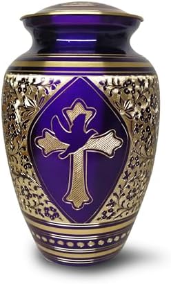 Gold Transcendent Cross Cremation Urn for Adult 10 Inches Tall