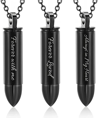 RIPFEVURN 3 Pack Bullet Urn Necklace for Ashes