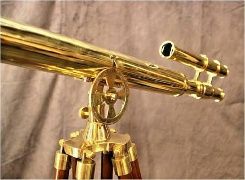 V19 Antique Brass Telescope with Wooden Tripod Stand