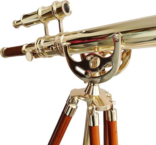 Personalized Vintage Telescope with Brass and Wood
