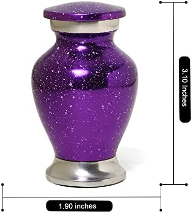 Small Purple Cremation Urn with Velvet Bag and Gift Box