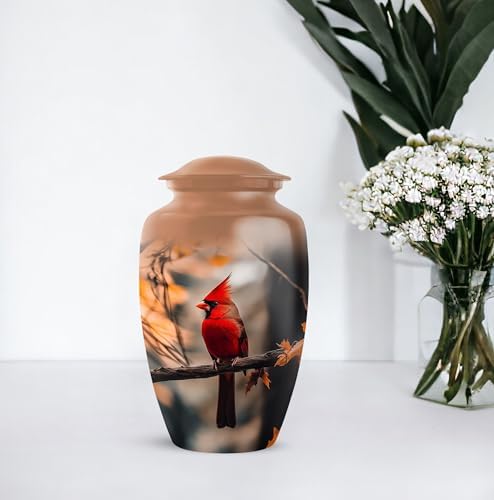 Elegant Memorial Urn for Ashes Beige 10 Inch