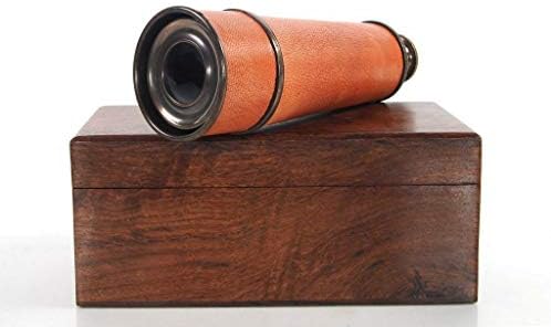 HomeRoots 225 X 16 X 225 Handheld Telescope in Wood Box