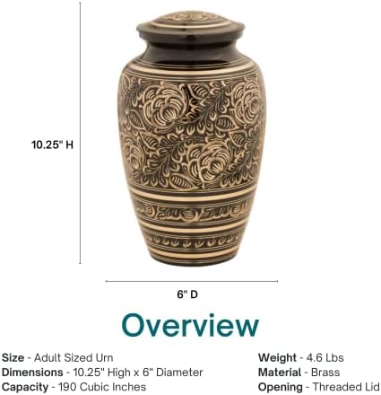 Villarose Brass Cremation Urn with Floral Design