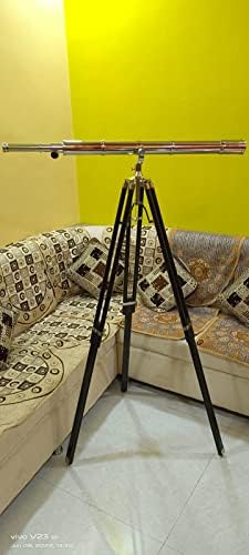 Nautical Marine Nickel Handmade Telescope with Black Wooden Tripod