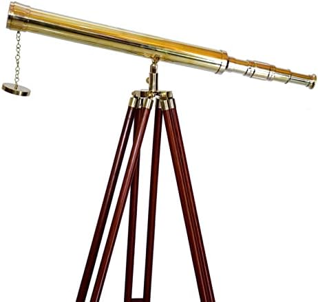 Shiny Brass Nautical Telescope Floor Standing Decor