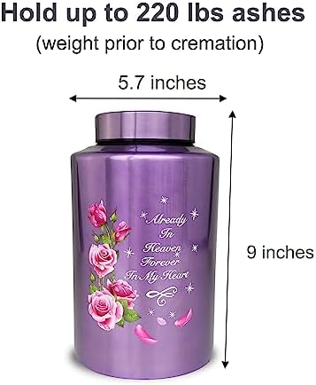 220 lbs Capacity Decorative Cremation Urn with Velvet Bag