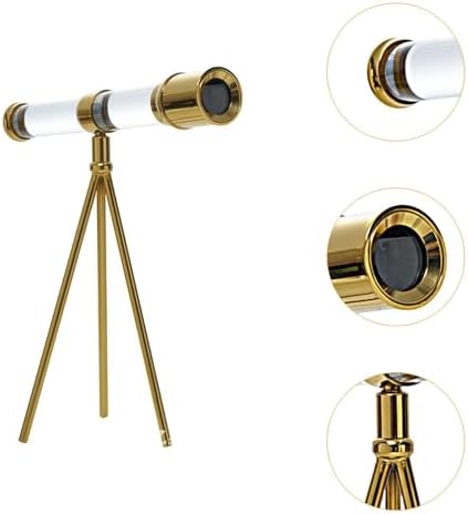 Glass Telescope with Metal Bracket Decorative Statue for Home Decor