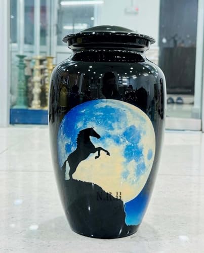 A Horse on The Moon Cremation Urn - Black 11 Inch