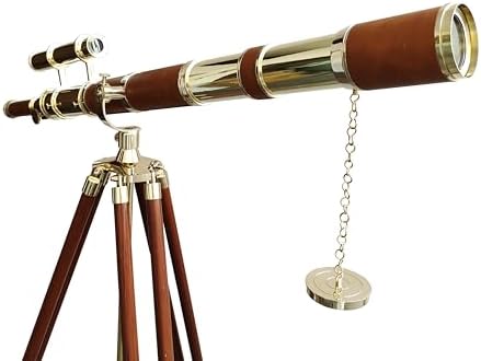 Navirock Vintage Brass Telescope with Leather Cover