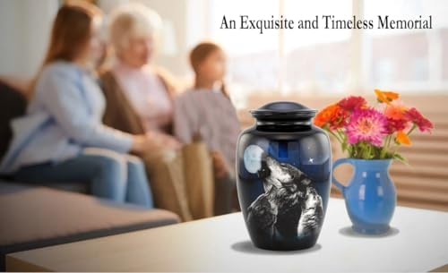 Midnight Wolves Urn - 3 Wolves Cremation Urn for Ashes