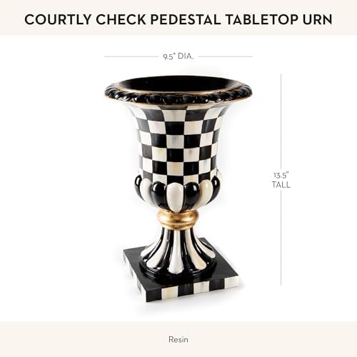 Mackenzie-Childs Pedestal Urn with Courtly Check Pattern