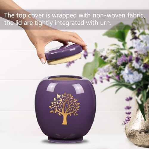 Purple Ceramic Tree of Life Keepsake Urn for Human Ashes