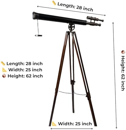 Admirals Legacy 32 Inch Antique Copper Telescope with 10X Magnification