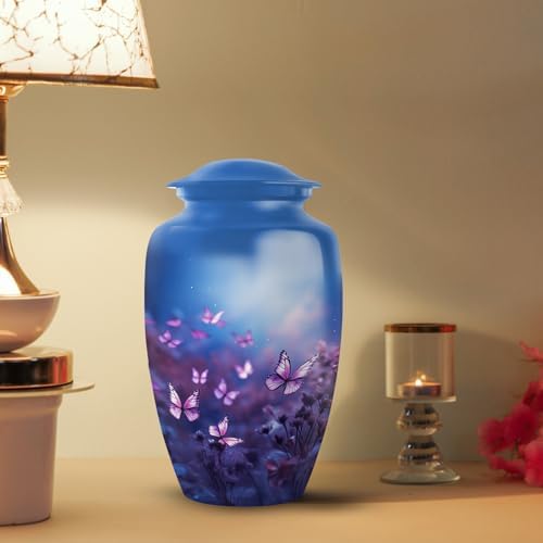 YATSKIA Purple Butterfly Urn - Decorative Cremation Urn for Human Ashes