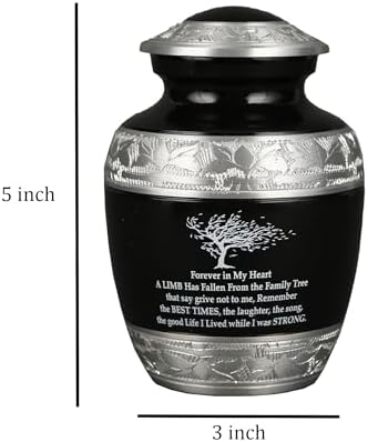 Elegant Black Cremation Urn for Human Ashes - Medium Size