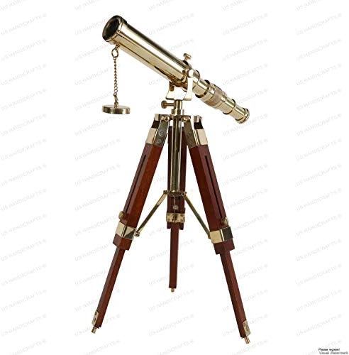 Vintage Brass Telescope with DF Lens and Tripod Stand
