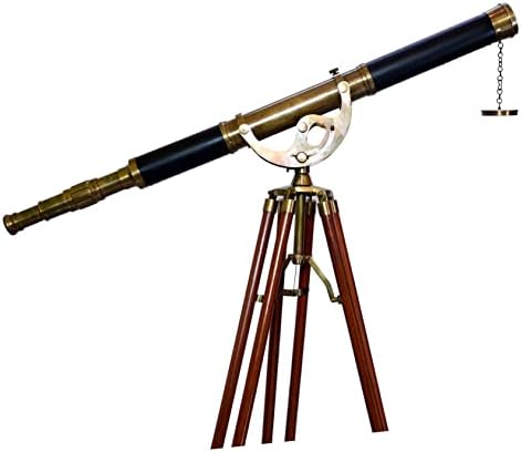 Decorative Nautical Telescope with Brass and Teak Tripod