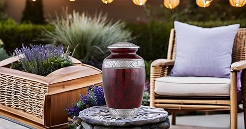 Elegant Adult Cremation Urn Dignity Cherry Red