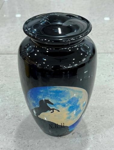 A Horse on The Moon Cremation Urn - Black 11 Inch