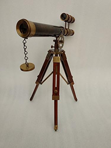 1915 Victorian Brass Telescope with Wooden Tripod
