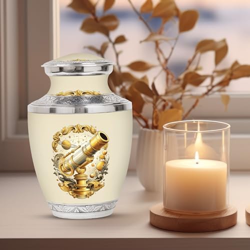 Telescope Cremation Urn 10 Inch White - Memorial Urn for Ashes