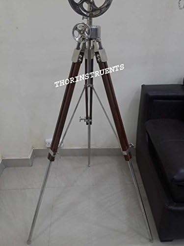 Antique Chrome Telescope with Brown Tripod Stand
