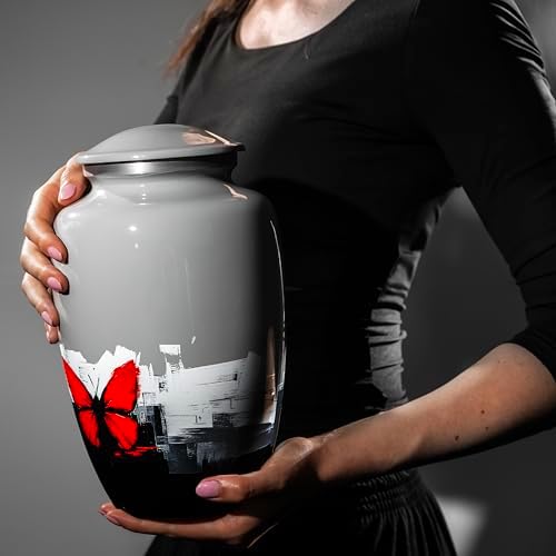 Pearl Grey Butterfly Urn for Human Ashes - Large