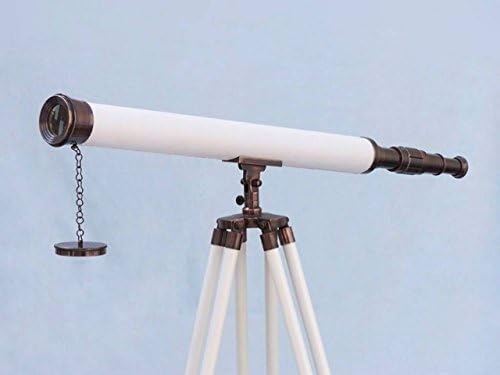 Hampton Nautical Antique Leather Harbor Master 60 Inch Telescope