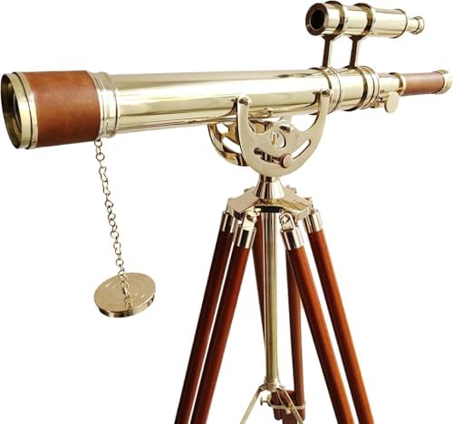 Personalized Vintage Telescope with Brass and Wood
