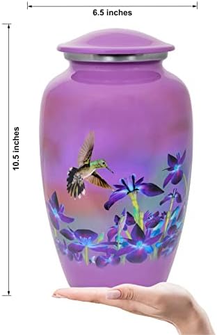 Cremation Urn with Satin Bag Large Handcrafted Hummingbird Design