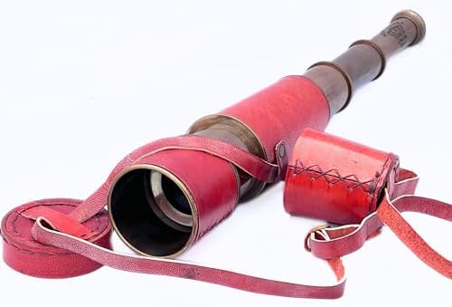 Vintage Spyglass Telescope with Leather Lens Cap