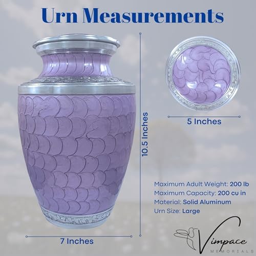 Funeral Urn for Adult Ashes Metal with Lavender Enamel Finish