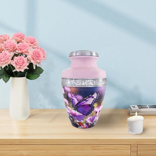 Purple Butterfly Flower Large Cremation Urn for Adult