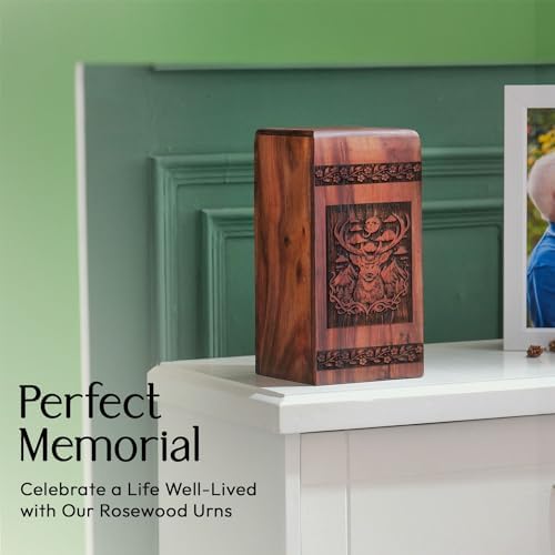 Deer Urn for Human Ashes - 8 Inch Wooden Cremation Urn