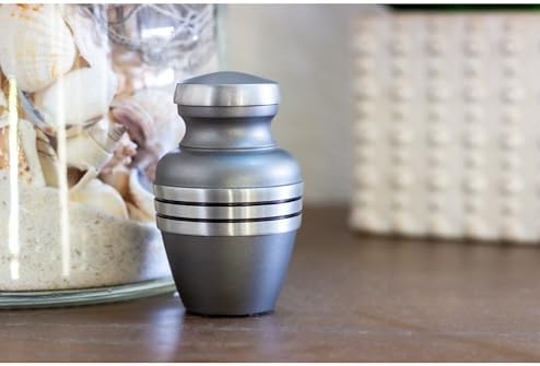 Pewter Small Urn for Human or Pet Ashes - Keepsake Urn with Velvet Bag