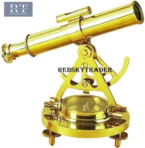 Brass Alidade Telescope with Base Compass