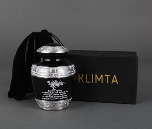 Elegant Black Cremation Urn for Human Ashes - Medium Size