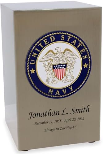 Navy Veteran Cremation Urn with Pewter Medallion