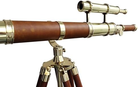 Navirock Vintage Brass Telescope with Leather Cover