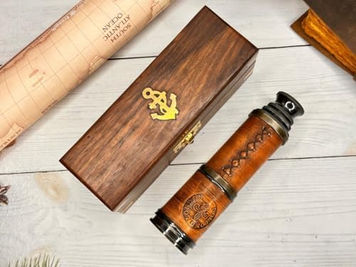Personalized Engraved Telescope for Husband Nautical Spy Glass with 25X Magnification